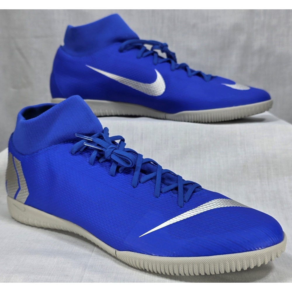 Nike Mercurial Superfly 6 Academy IC Indoor Soccer Shoes Blue Silver AH7369-400